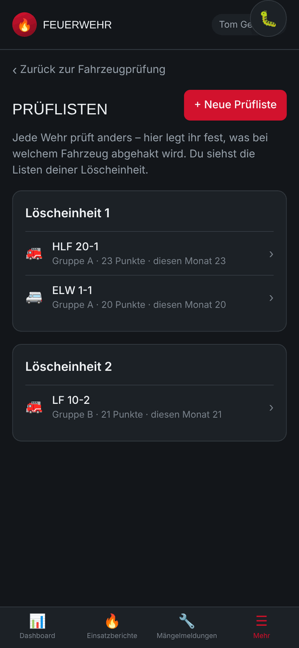 Übersicht aller Prüflisten Übersicht aller Prüflisten